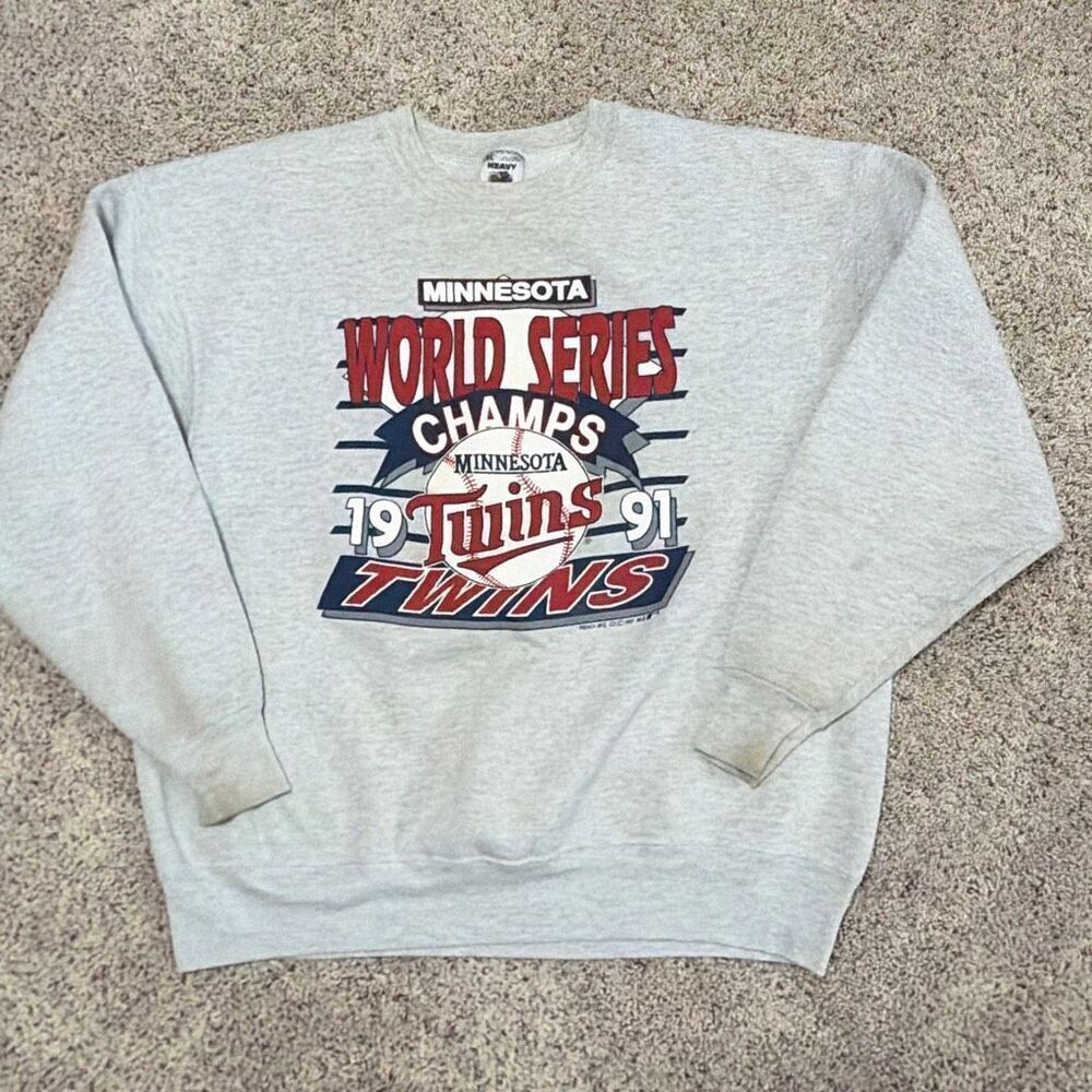 Vintage 1991 Minnesota Twins World Series Champs Sweatshirt USA Made XL Distress